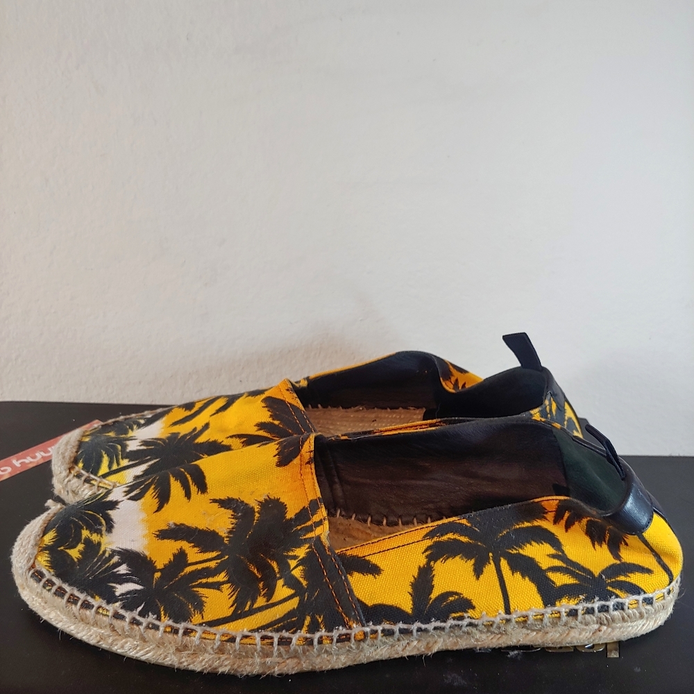 $475 YSL YVES SAINT LAURENT PALM TREE ESPADRILLE FLAT SHOES Sz 41 Us 8